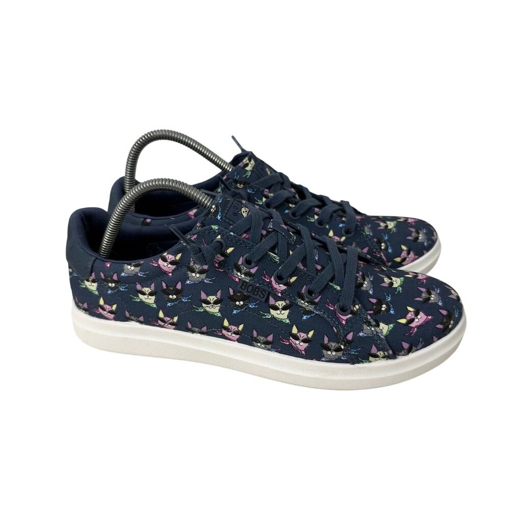 Bobs by Skechers Cat Shoes Women’s Size 10 Blue Kitty Sunglasses Canvas Sneakers